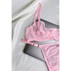 Rue Pembe Balenli Bralet Takım
