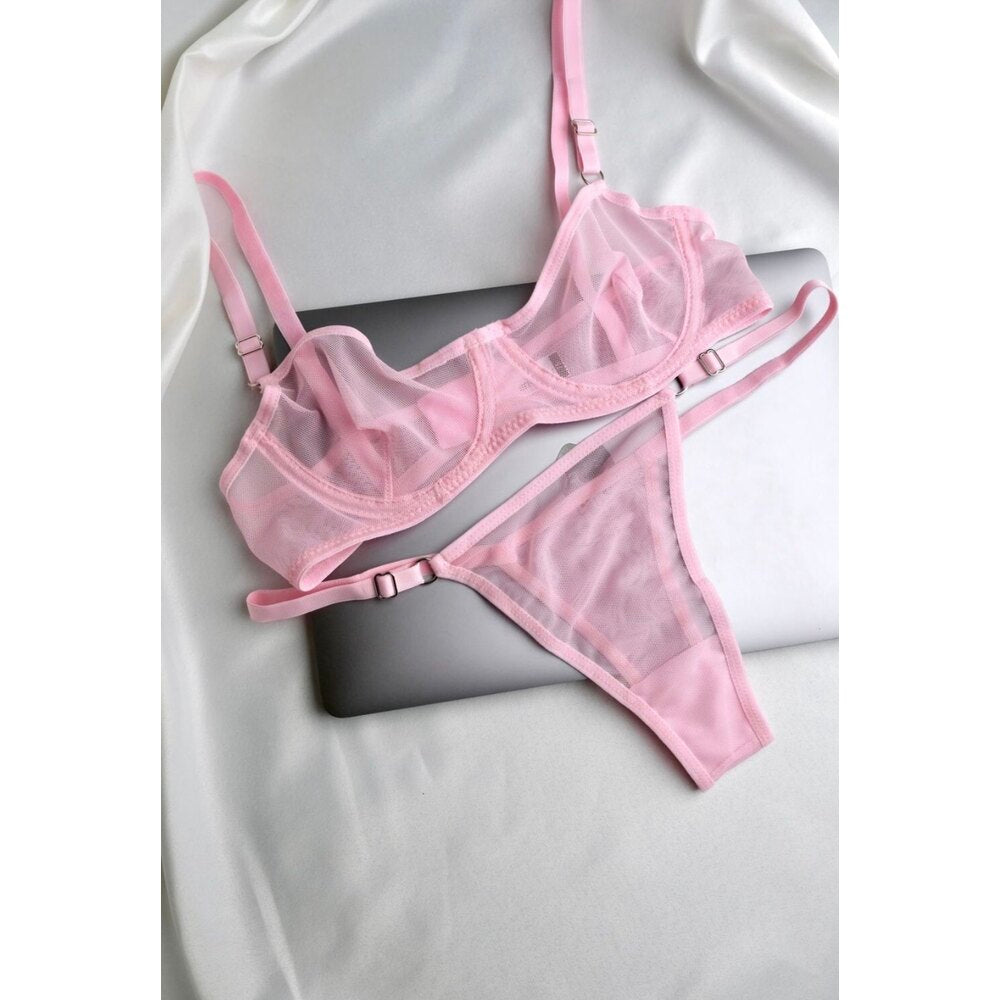 Rue Pembe Balenli Bralet Takım