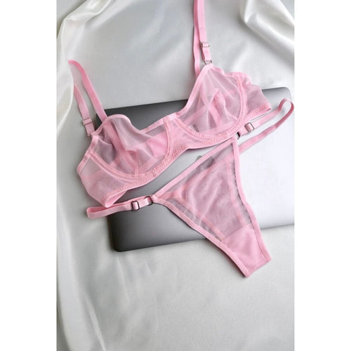 Rue Pembe Balenli Bralet Takım — Luveà Underwear