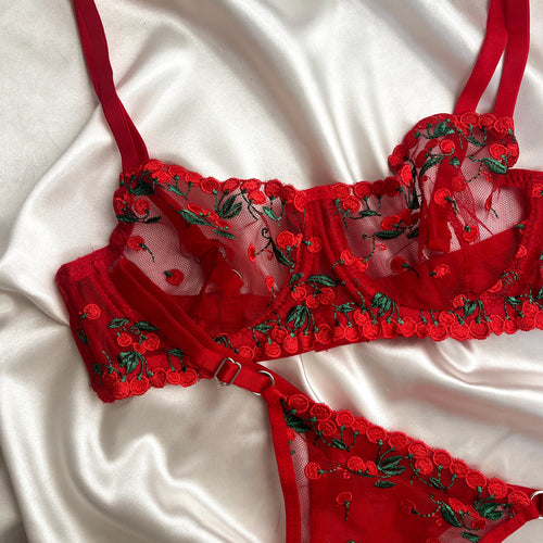 Kırmızı Cherry Balenli Bralet Takım — 2. görsel