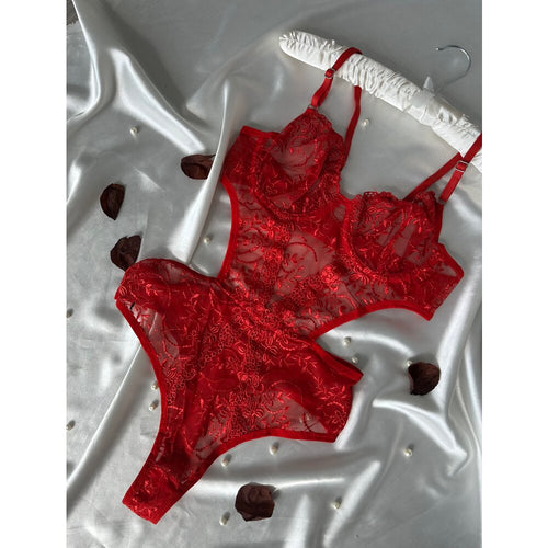 Rhea Kırmızı Balenli Bolkonet Bodysuit