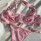 Rue Pembe Balenli Bralet Takım