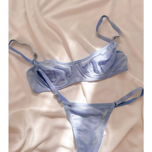 Rue Mavi Balenli Bralet Takım — Luveà Underwear