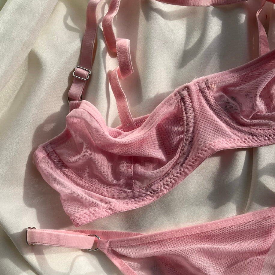 Rue Pembe Balenli Bralet Takım