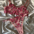 Cirella Pembe Çiçek Desenli Bralet Takım