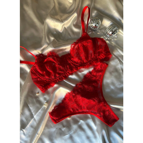 Kırmızı Rilsa Balenli Sütyen Takım — Luveà Underwear