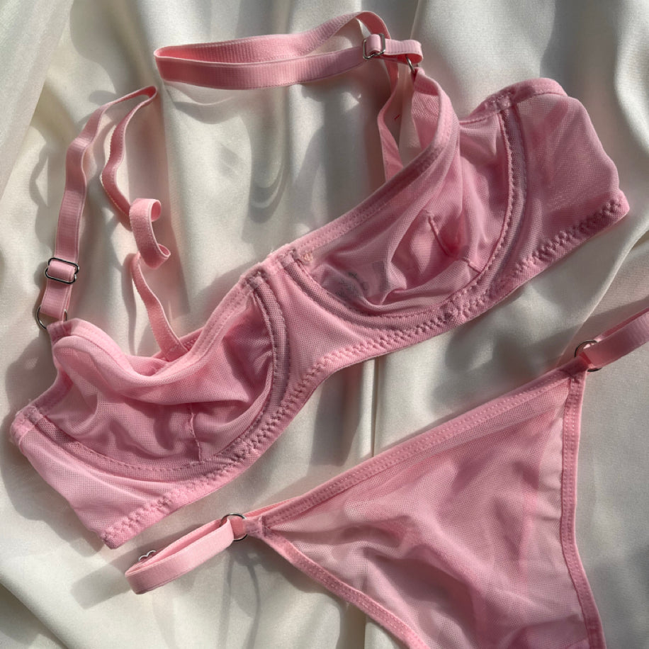 Rue Pembe Balenli Bralet Takım
