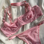 Rue Pembe Balenli Bralet Takım